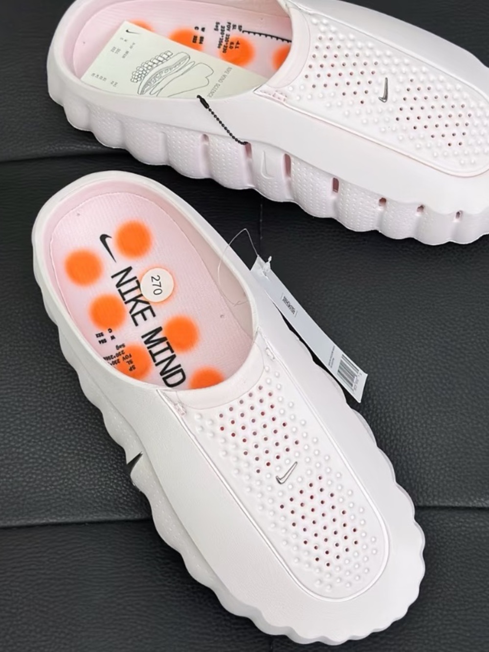 Nike Mind Slip-On Loafers in Pale Pink and Orange Accents (no shoes box)